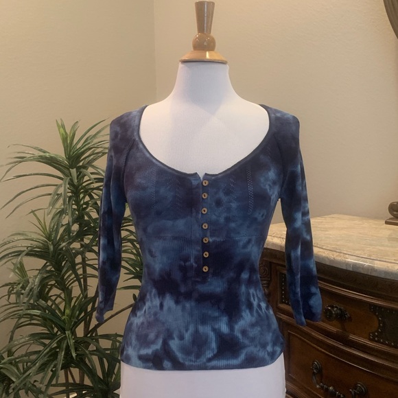 NWT Free People Rory Henley Top Tie Dye Navy M - Picture 7 of 13